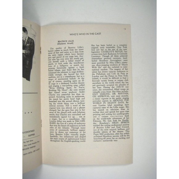 High Spirits Paper Mill Playhouse Theatre Program 1965 NJ Beatrice Lillie - Picture 7 of 8